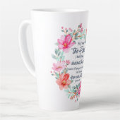 エレミヤ29:11わたしは計画を知っているピンクのフローラ カフェラテマグ (左アングル)