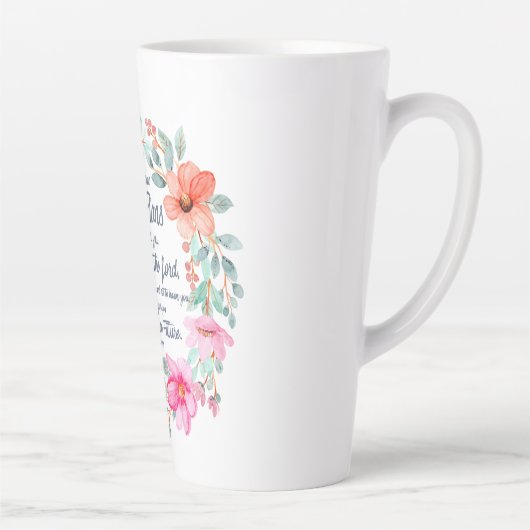 エレミヤ29:11わたしは計画を知っているピンクのフローラ カフェラテマグ (右)