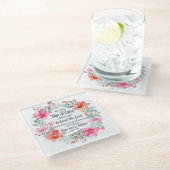 エレミヤ29:11わたしは計画を知っているピンクのフローラ ガラスコースター (アングル)