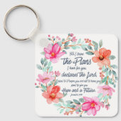 エレミヤ29:11わたしは計画を知っているピンクのフローラ キーホルダー (正面)