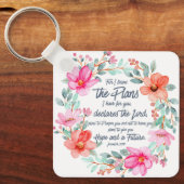 エレミヤ29:11わたしは計画を知っているピンクのフローラ キーホルダー (正面)
