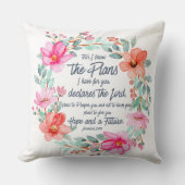 エレミヤ29:11わたしは計画を知っているピンクのフローラ クッション (正面)