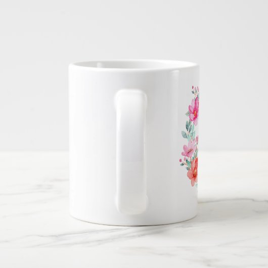 エレミヤ29:11わたしは計画を知っているピンクのフローラ ジャンボコーヒーマグカップ (裏面)