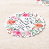 エレミヤ29:11わたしは計画を知っているピンクのフローラ ペーパーコースター (アングル)