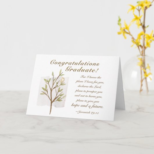 エレミヤ29:11わたしは計画を知っている卒業 カード (黄色い花)