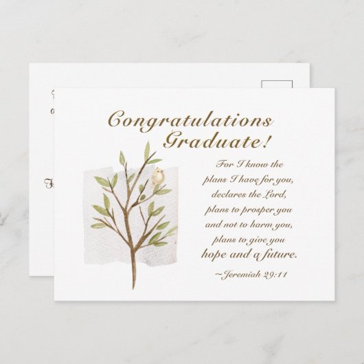 エレミヤ29:11わたしは計画を知っている卒業 ポストカード (正面/裏面)