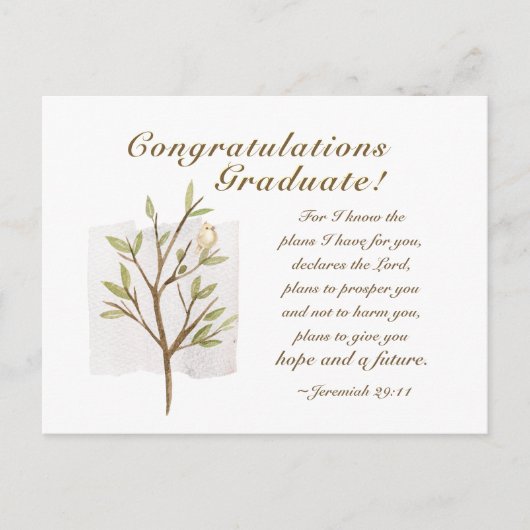 エレミヤ29:11わたしは計画を知っている卒業 ポストカード (正面)