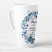 エレミヤ29:11わたしは計画を知っている青いフローラ カフェラテマグ (左アングル)