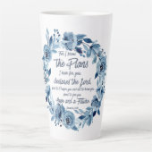 エレミヤ29:11わたしは計画を知っている青いフローラ カフェラテマグ (正面)