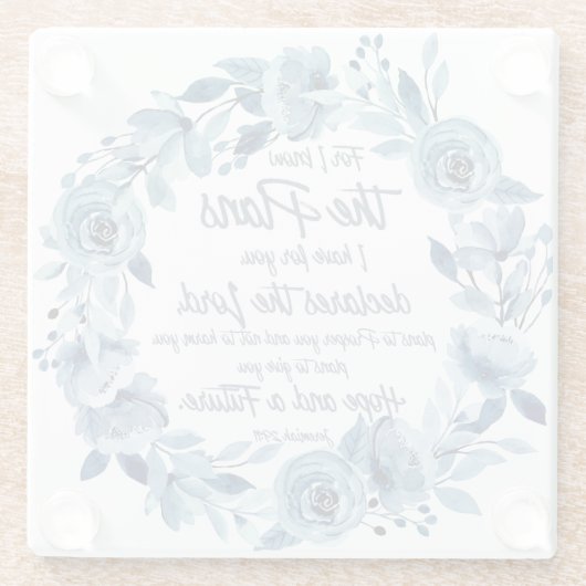 エレミヤ29:11わたしは計画を知っている青いフローラ ガラスコースター (裏面)