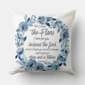エレミヤ29:11わたしは計画を知っている青いフローラ クッション (正面)