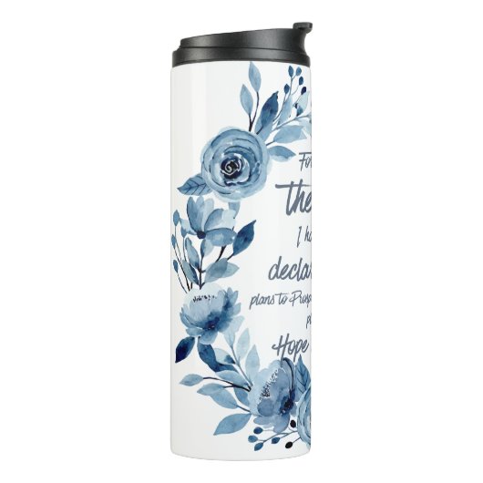 エレミヤ29:11わたしは計画を知っている青いフローラ タンブラー (回転左)