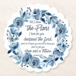 エレミヤ29:11わたしは計画を知っている青いフローラ ペーパーコースター