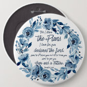 エレミヤ29:11わたしは計画を知っている青いフローラ 缶バッジ (正面&裏面)