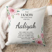 エレミヤ29:11ピンクのバラがパーソナライズされた クッション (ブランケット)