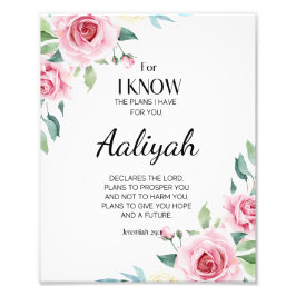 エレミヤ29:11ピンクのバラがパーソナライズされた フォトプリント           