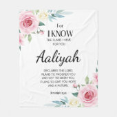 エレミヤ29:11ピンクのバラがパーソナライズされた フリースブランケット (正面)