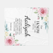 エレミヤ29:11ピンクのバラがパーソナライズされた フリースブランケット (正面(横))