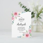 エレミヤ29:11ピンクのバラがパーソナライズされた ポストカード (スタンド正面)