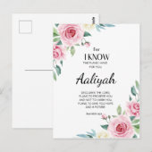 エレミヤ29:11ピンクのバラがパーソナライズされた ポストカード (正面/裏面)