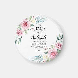 エレミヤ29:11ピンクのバラがパーソナライズされた マグネット