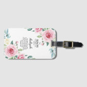 エレミヤ29:11ピンクのバラがパーソナライズされた ラゲッジタグ (正面横)
