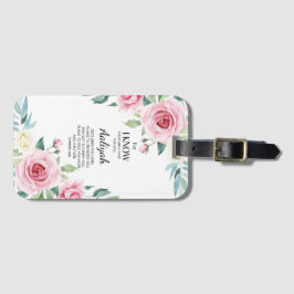 エレミヤ29:11ピンクのバラがパーソナライズされた ラゲッジタグ