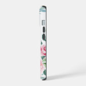 エレミヤ29:11ピンクのバラがパーソナライズされた iPhone 15ケース (左側面)