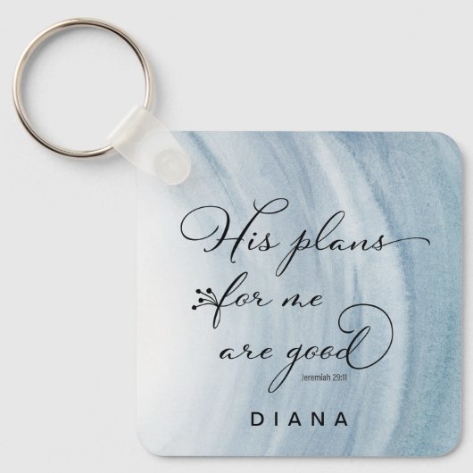 エレミヤ29:11彼の私の計画は良い青である キーホルダー (正面)