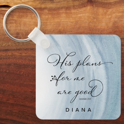 エレミヤ29:11彼の私の計画は良い青である キーホルダー (正面)