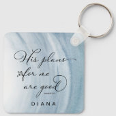 エレミヤ29:11彼の私の計画は良い青である キーホルダー (裏面)