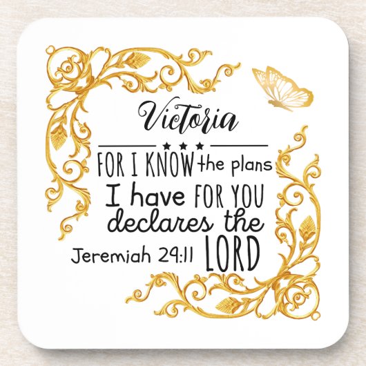 エレミヤ29:11私はあなたのために持っていカスタムる金ゴールド コースター (正面)