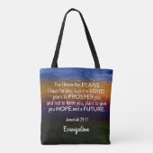 エレミヤ29:11私は計画を知っているクリスチャンという名前 トートバッグ (裏面)