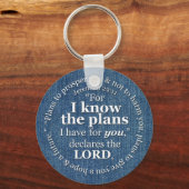 エレミヤ29:11私は計画を知っている聖書の聖句デニム キーホルダー (正面)