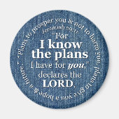 エレミヤ29:11私は計画を知っている聖書の聖句デニム マグネット (正面)