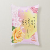 エレミヤ29:11聖書の聖句ピンクイエローバタフライ アクセントクッション (正面(垂直))