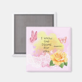 エレミヤ29:11聖書の聖句ピンクイエローバタフライ マグネット (正面/裏面)