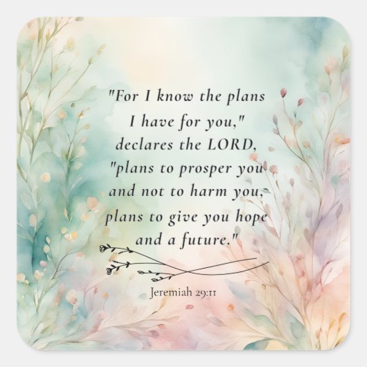 エレミヤ29:11聖書の詩のイメージ スクエアシール (正面)