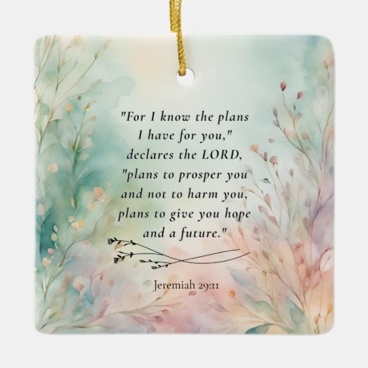 エレミヤ29:11聖書の詩のイメージ セラミックオーナメント (正面)