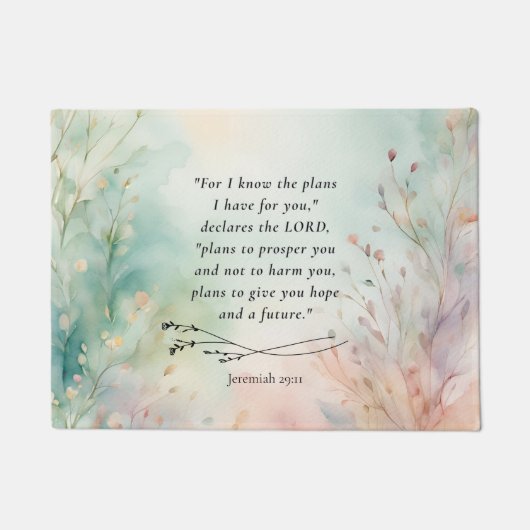 エレミヤ29:11聖書の詩のイメージ ドアマット (正面)