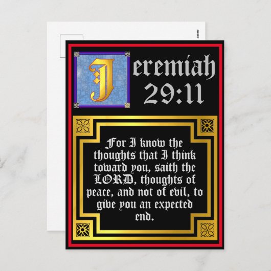 エレミヤ29:11金ゴールド照明文字聖書引用文 シーズンポストカード (正面/裏面)