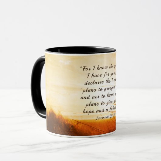 エレミヤ29:11 "わたしは自分があなたのために持っている計画を知っている" マグカップ (正面左)