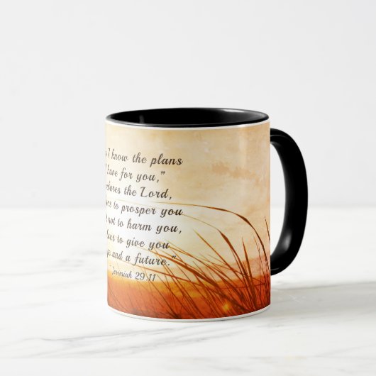 エレミヤ29:11 "わたしは自分があなたのために持っている計画を知っている" マグカップ (正面右)