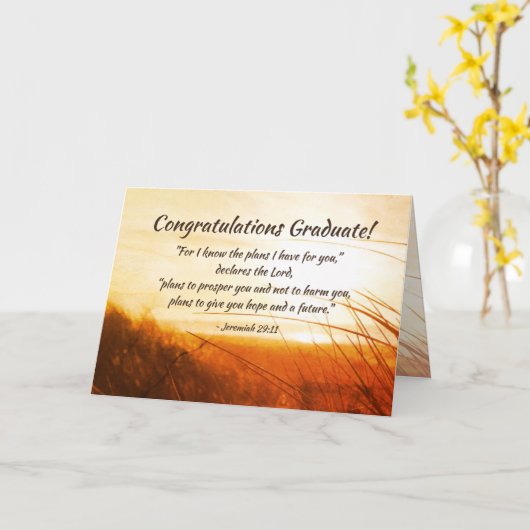 エレミヤ29:11 "わたしは計画を知っている"卒業 カード (黄色い花)
