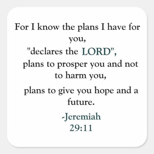 エレミヤ29:11 スクエアシール (正面)