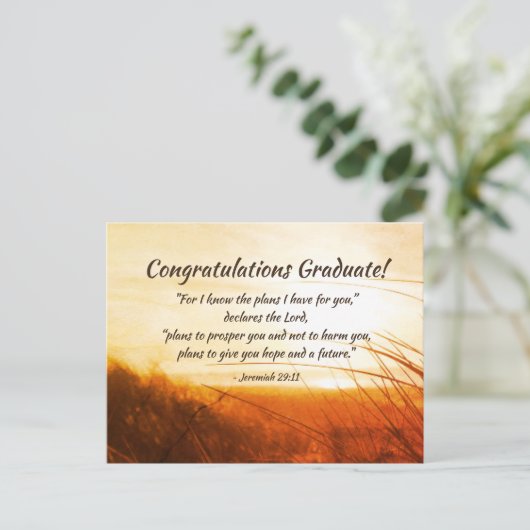 エレミヤ29:11 「私があなたのために立てた計画を知っている」卒業 ポストカード (スタンド正面)