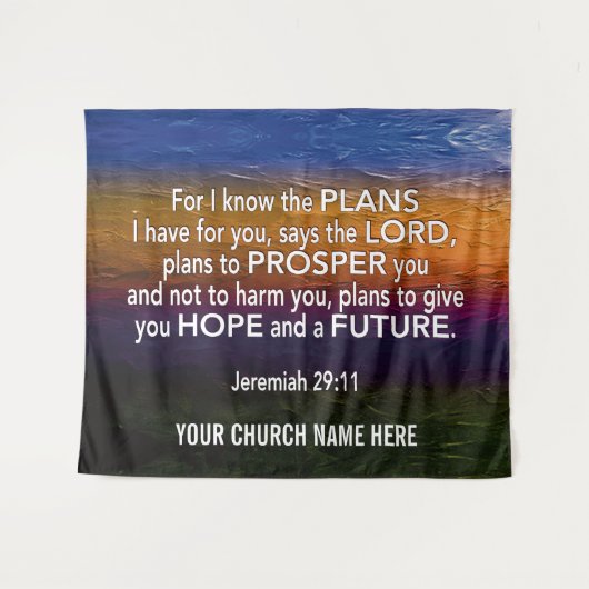 エレミヤ29:11 私はあなたがたのために立てた計画を知っている 教会 タペストリー (正面(横))