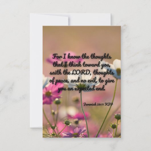 エレミヤ29:11 KJVバイブル聖句Pic Flat Greeting カード (正面)