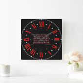 エレミヤ29:11 KJV聖書の聖句レッド・ローマ数字 スクエア壁時計 (ホーム)