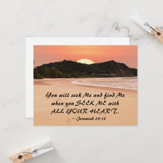 エレミヤ29:13あなたがたのハートを平らにして、わたしを求めなさい カード (正面/裏面インサイチュ)